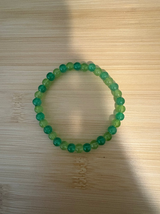 Forest and lime green glass beaded bracelet