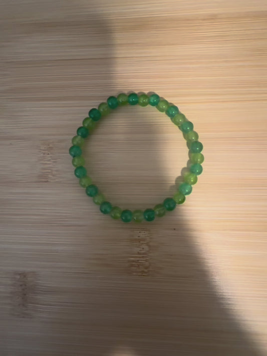 Forest and lime green glass beaded bracelet